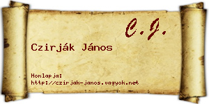 Czirják János névjegykártya